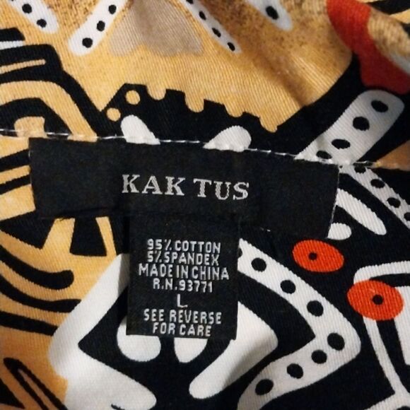 Kaktus Wearable Art woman's geometric tribal pattern lightweight button jacket L - Picture 11 of 14